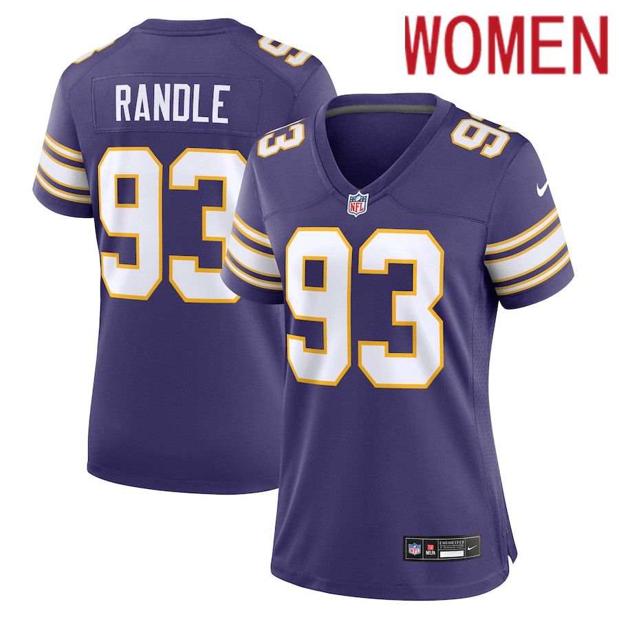 Women Minnesota Vikings 93 John Randle Nike Purple Classic Player Game NFL Jersey